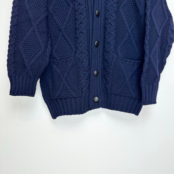 NWT Aran Crafts Aran Pattern Cardigan | Navy Blue | SZ L - Picture 4 of 10